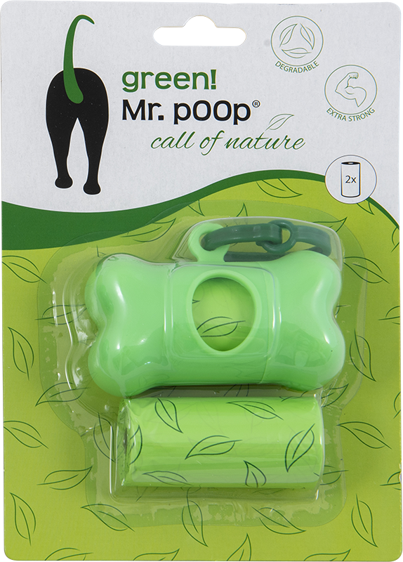 Mr.POOP GREEN! Houder groen+2 Rolletjes-Groen motief